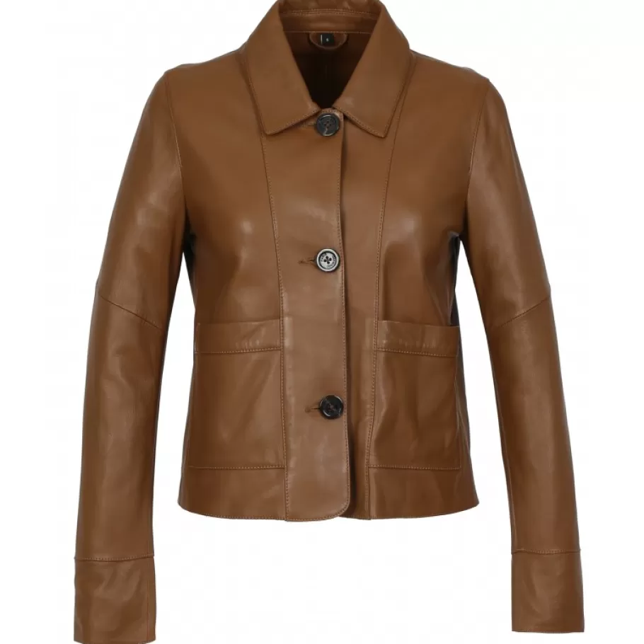 OAKWOOD Volga Fauve - Veste Courte En Cuir Veritable Hot