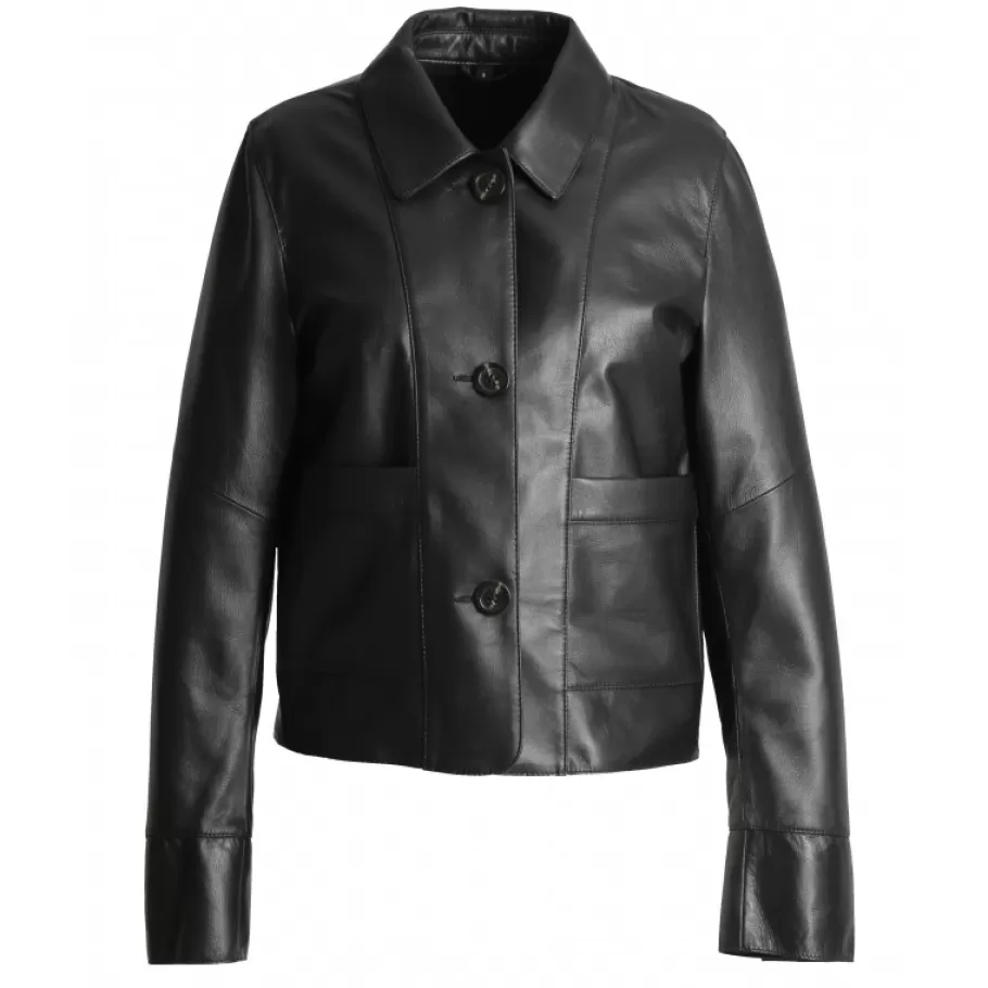 OAKWOOD Volga Noir - Veste Courte En Cuir Veritable Best Sale