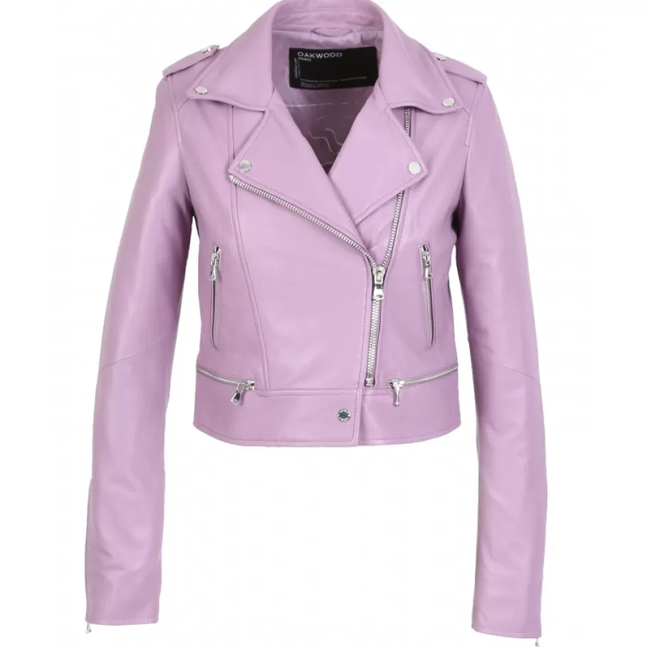 OAKWOOD Yoko Lilas - Blouson Court En Cuir Veritable Shop